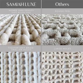 img 3 attached to 🔸 SAMIAH LUXE Бежевое шенилловое пледовое одеяло Chenille Chunky Knit 50x70 - идеальное бохо-покрывало для осеннего декора и стиля "фармхаус" - уютное плетение косичкой для дивана или кровати - одеяло весом 8 фунтов.