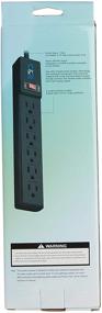 img 1 attached to Black 6-Outlet Surge Protector with 4ft Power Cord, Flat Rotating Plug, 15A 120V - CNE75884