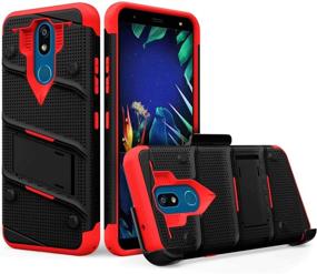 img 3 attached to 📱 ZIZO Bolt Series LG K40 Case: Military-Grade Drop Protection with Kickstand Bundle and Belt Clip Holster - LG Harmony 3 Case in Black and Red