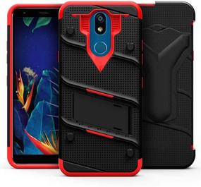 img 1 attached to 📱 ZIZO Bolt Series LG K40 Case: Military-Grade Drop Protection with Kickstand Bundle and Belt Clip Holster - LG Harmony 3 Case in Black and Red