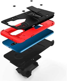 img 2 attached to 📱 ZIZO Bolt Series LG K40 Case: Military-Grade Drop Protection with Kickstand Bundle and Belt Clip Holster - LG Harmony 3 Case in Black and Red