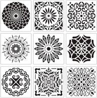 🌸 acerich mandala stencil large (12x12 inch) - blossoming flower stencils for painting, walls, furniture crafts - set of 9 laser mandala dotting tools templates logo