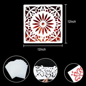 img 2 attached to 🌸 Acerich Mandala Stencil Large (12x12 Inch) - Blossoming Flower Stencils for Painting, Walls, Furniture Crafts - Set of 9 Laser Mandala Dotting Tools Templates