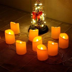 img 1 attached to 🕯️ Flameless Candles String Lights - YXYQR 4.9ft 10 LED, USB Plug-in, Flickering LED Candles Decorations for Christmas Home Halloween Party, Living Room Wedding Table Fireplace (Extendable)