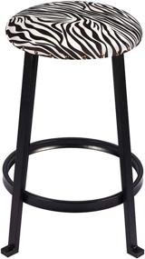 img 2 attached to 🦓 GIA 24-Inch Counter Height Round Metal Bar Stools, Zebra Print Linen Upholstery, Set of 2 - Black