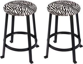 img 4 attached to 🦓 GIA 24-Inch Counter Height Round Metal Bar Stools, Zebra Print Linen Upholstery, Set of 2 - Black