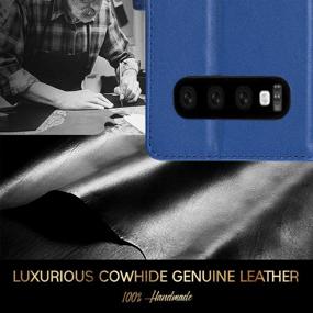 img 2 attached to 📱 FYY Samsung Galaxy S10+ Plus 6.4" Luxury Cowhide Genuine Leather RFID Blocking Wallet Case with Kickstand Function and Card Slots for Galaxy S10+ Plus Blue