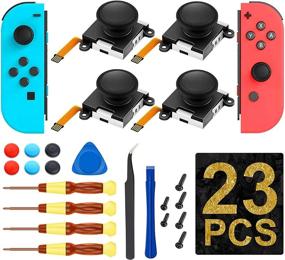 img 4 attached to 🎮 New Version 4 Pack Joycon Joystick Replacement Set for Nintendo Switch Joy Con Controller- Full Repair Kit Included