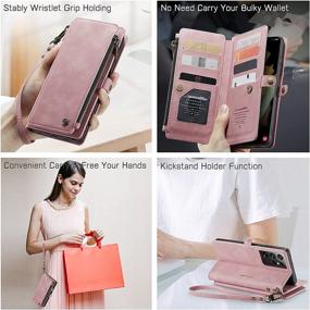 img 2 attached to 🌸 High-Quality Defencase Samsung Galaxy S21 Ultra Wallet Case in Rose Pink - Stylish Design with Magnetic Flip, Lanyard Strap, and Card Holder