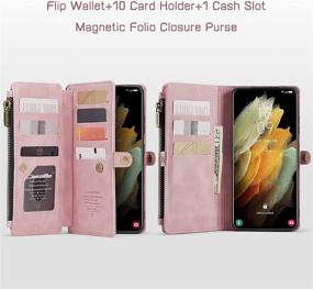 img 3 attached to 🌸 High-Quality Defencase Samsung Galaxy S21 Ultra Wallet Case in Rose Pink - Stylish Design with Magnetic Flip, Lanyard Strap, and Card Holder