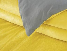 img 3 attached to 🌞 GrandLinen 7 Piece Queen Size Micromink Velvet Comforter Set - Solid Sunshine Yellow/Light Grey. Cozy Bedding with Accent Pillows and Bed Skirt for a Warm and Stylish Bedroom