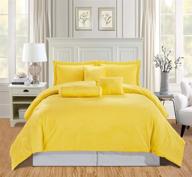 🌞 grandlinen 7 piece queen size micromink velvet comforter set - solid sunshine yellow/light grey. cozy bedding with accent pillows and bed skirt for a warm and stylish bedroom logo