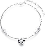 🐢 925 sterling silver trishula turtle anklet for women, adjustable beach sea animal wave foot chain, panda/whale bracelet, ankle bracelet gift for women girl (with box) logo