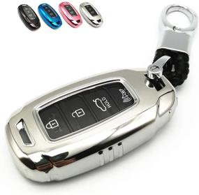 img 4 attached to 🔑 Silver Cajek TPU Key Fob Cover with Keychain for Hyundai 2019-2021: Kona, Santa Fe, Palisade, Elantra GT, Veloster - 3/4 Buttons Smart Remote Control