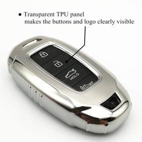 img 2 attached to 🔑 Silver Cajek TPU Key Fob Cover with Keychain for Hyundai 2019-2021: Kona, Santa Fe, Palisade, Elantra GT, Veloster - 3/4 Buttons Smart Remote Control