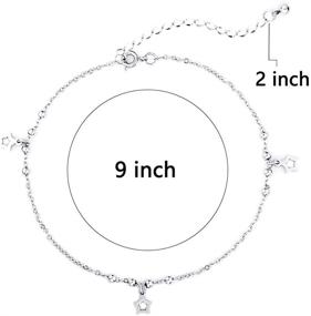 img 3 attached to Нежные браслеты на щиколотках с подвесками в виде звездочек и сердец: ювелирные украшения с покрытием золотом 18K для удачи