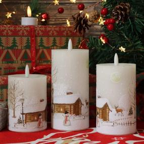 img 2 attached to Christmas Flameless Candles Flickering with Remote Timer, 3D Wick Real Wax LED Pillar Candles, Warm Light, Snowman Deer Home Decor Gift - GenSwin (Pack of 3)