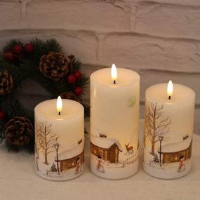 img 1 attached to Christmas Flameless Candles Flickering with Remote Timer, 3D Wick Real Wax LED Pillar Candles, Warm Light, Snowman Deer Home Decor Gift - GenSwin (Pack of 3)