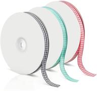 🎀 gingham ribbon craft plaid ribbon: ideal for diy handmade holiday party decorations - 3 rolls, 150 yards logo