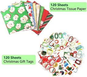 img 3 attached to 🎁 Giiffu 120 Sheets Christmas Tissue Paper with 12 Designs - Gift Tag Stickers Included! Perfect for Gift Boxes, Wrapping Bags, and Wine Bottles. Fast and Easy Holiday Tissue Paper
