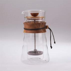 img 2 attached to Hario Double Wall Glass Coffee and Tea Press: The Perfect 400ml Olive Wood Brew Companion