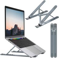 💻 nulaxy laptop stand, портативная алюминиевая подставка для компьютера с 6 уровнями регулировки высоты, полностью складная, поддерживает дo 44 фунтов - a-серый цвет логотип