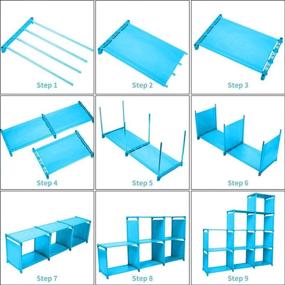 img 3 attached to 📘 Blue 9-Cube Bookshelf by OppsDecor - Adjustable DIY Bookcases for Kids - Organizing Storage Shelf for Bedroom, Living Room, Office