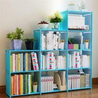 📘 blue 9-cube bookshelf by oppsdecor - adjustable diy bookcases for kids - organizing storage shelf for bedroom, living room, office logo