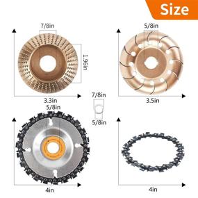 img 3 attached to 🪚 Upgraded 4PCS Pomsare Wood Grinding Wheel for 4" or 4 1/2" Angle Grinder - Shaping Disc with Chain Attachment - Wood Carving Disc Tool for Cutting, Sanding, and Polishing