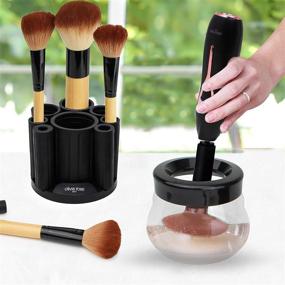 img 3 attached to 💄 Olivia Rose Electric Makeup Brush Cleaner Spinner: Deep Cosmetic Brush Cleaning with 8 Size Rubber Collars (Black)