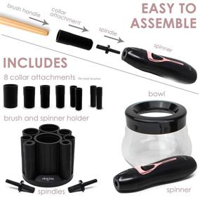 img 1 attached to 💄 Olivia Rose Electric Makeup Brush Cleaner Spinner: Deep Cosmetic Brush Cleaning with 8 Size Rubber Collars (Black)