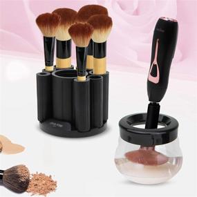 img 2 attached to 💄 Olivia Rose Electric Makeup Brush Cleaner Spinner: Deep Cosmetic Brush Cleaning with 8 Size Rubber Collars (Black)