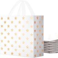 packqueen 12 medium gift bags 10x4.5x10 inches with handles, recyclable paper gift bags bulk, gold star party favor gift bags for all occasions logo