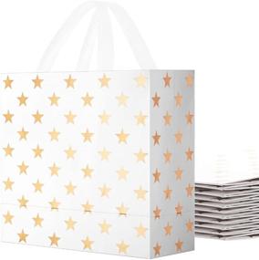 img 4 attached to PACKQUEEN 12 Medium Gift Bags 10x4.5x10 Inches with Handles, Recyclable Paper Gift Bags Bulk, Gold Star Party Favor Gift Bags for All Occasions