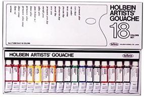 img 1 attached to 🎨 Holbein Artist Gouache Set: 18 x 5ml Tubes for Vibrant, Professional Artwork
