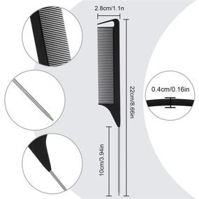 img 3 attached to 🔪 Комплект расчесок для разделения волос из нержавеющей стали - 6 штук: узкая расческа с острым кончиком, расческа с длинным острием и расчески для создания объема при точной стрижке, укладке и украшении волос.