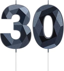 img 4 attached to 🎂 2 Piece Number 30 Candles: Stylish Cake Decorating for 30th Birthday, Reunions & Anniversary Parties (Black, 2 Inch)