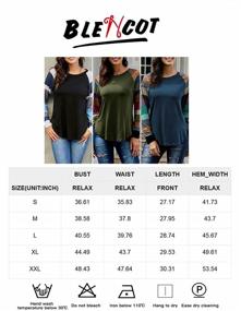 img 2 attached to 👚 Stylish and Comfortable Color Block Women's Tunics Shirts Tops by BLENCOT: Lightweight, Short and Long Sleeve Loose Fit