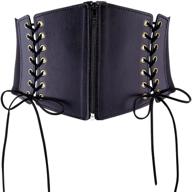 ayliss women's lace-up pu leather corset cinch belt - retro high waist wrap for costume party logo