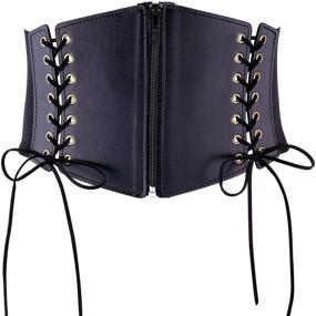 img 4 attached to Ayliss Women's Lace-Up PU Leather Corset Cinch Belt - Retro High Waist Wrap for Costume Party