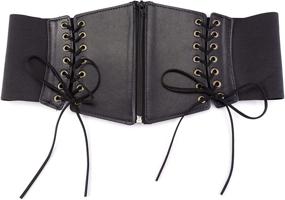 img 1 attached to Ayliss Women's Lace-Up PU Leather Corset Cinch Belt - Retro High Waist Wrap for Costume Party