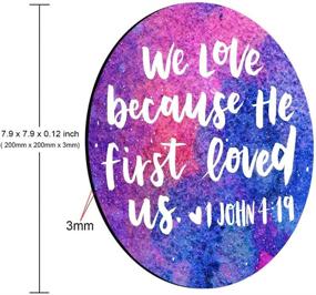 img 2 attached to Waterproof Christian Bible Verse Gaming Mouse Pad - Circular Non-Slip Rubber Base Mat for Office, Home, Laptop - VoPee Scripture Mouse Pad: We Love Because He First Loved US