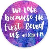 waterproof christian bible verse gaming mouse pad - circular non-slip rubber base mat for office, home, laptop - vopee scripture mouse pad: we love because he first loved us logo