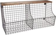 📦 spectrum diversified vintage industrial gray wall-mounted wire basket with wood shelf, farmhouse entryway storage & organization logo