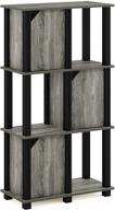 📚 furinno brahms 4-tier storage shelf in french oak grey and black logo