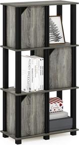 img 1 attached to 📚 Furinno Brahms 4-Tier Storage Shelf in French Oak Grey and Black