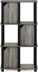 img 2 attached to 📚 Furinno Brahms 4-Tier Storage Shelf in French Oak Grey and Black