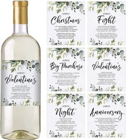 img 4 attached to 🍾 Set of 6 Waterproof Greenery Wedding First Wine Bottle Labels - Ideal for Wedding Gift, Celebrating Marriage Milestones, and Wedding Firsts