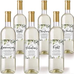 img 1 attached to 🍾 Set of 6 Waterproof Greenery Wedding First Wine Bottle Labels - Ideal for Wedding Gift, Celebrating Marriage Milestones, and Wedding Firsts