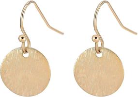 img 4 attached to Exquisite 18K Gold Circle Round Disc Drop Earrings: Small, 💎 Cute Coin Dangle Hoops for Women, Simple Minimalist Jewelry for Girls